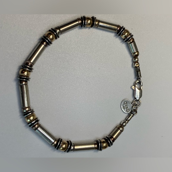 Silpada Vintage Rare HTF Sterling Silver & Gold Tube & Bead Israeli Bracelet - Picture 9 of 16